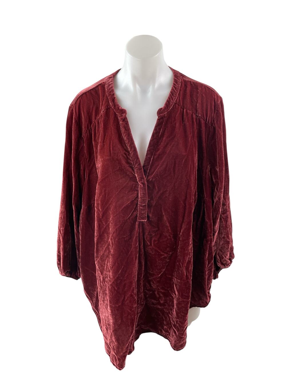 Torrid Harper Women Red Velvet Velour V Neck Long Sleeve Shirt Blouse Top Sz 3X